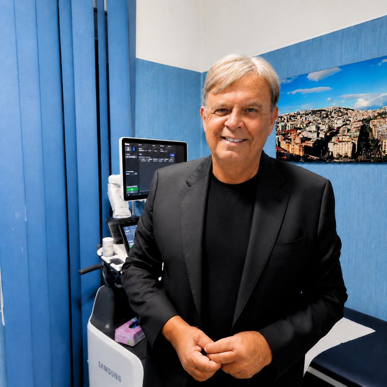 Dott. Tommaso Ricozzi, Direttore Sanitario del Centro Augusto di Napoli, nella sala di ecografia